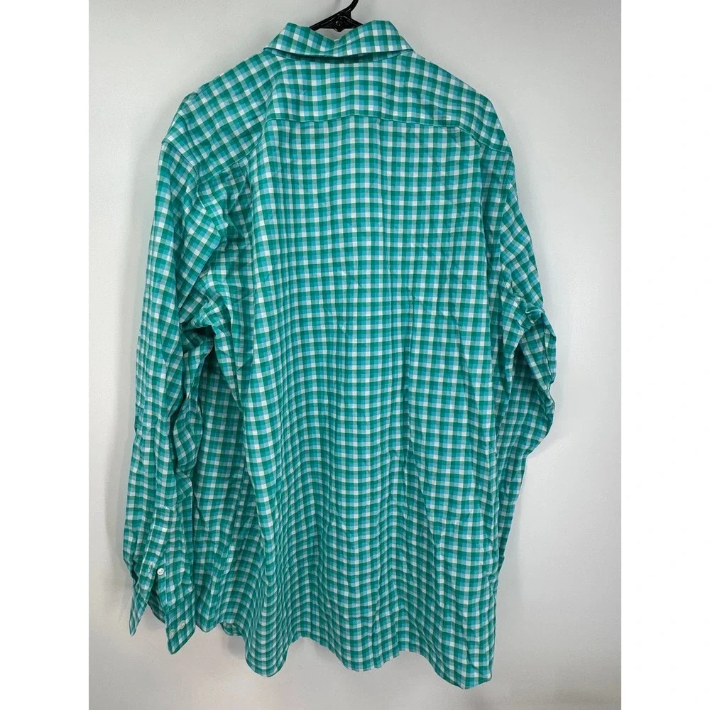 L.L.Bean Men's XL Tall Green‎ Checkered Slightly Fitted Long Sleeve Shirt